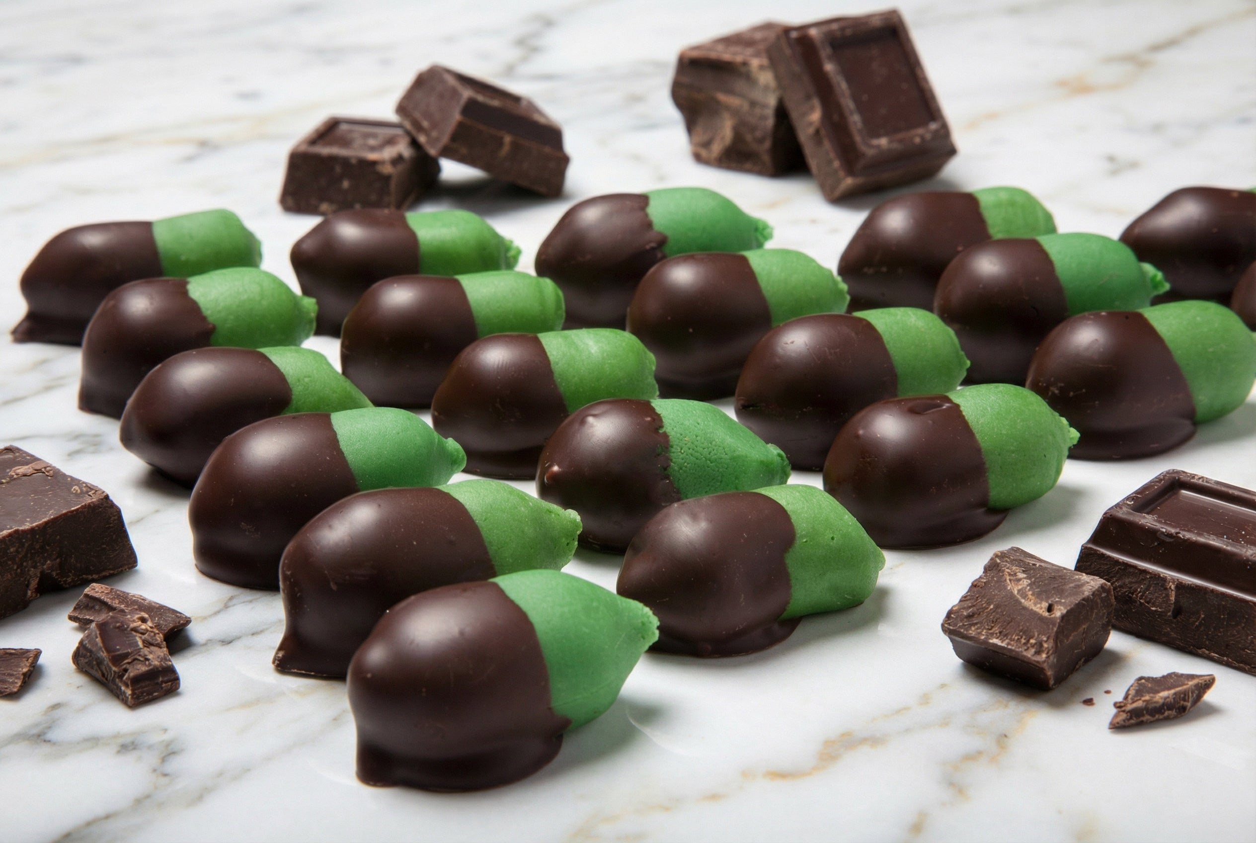 72% Dark Chocolate Marzipan Acorns (Dairy Free) – Li-Lac Chocolates