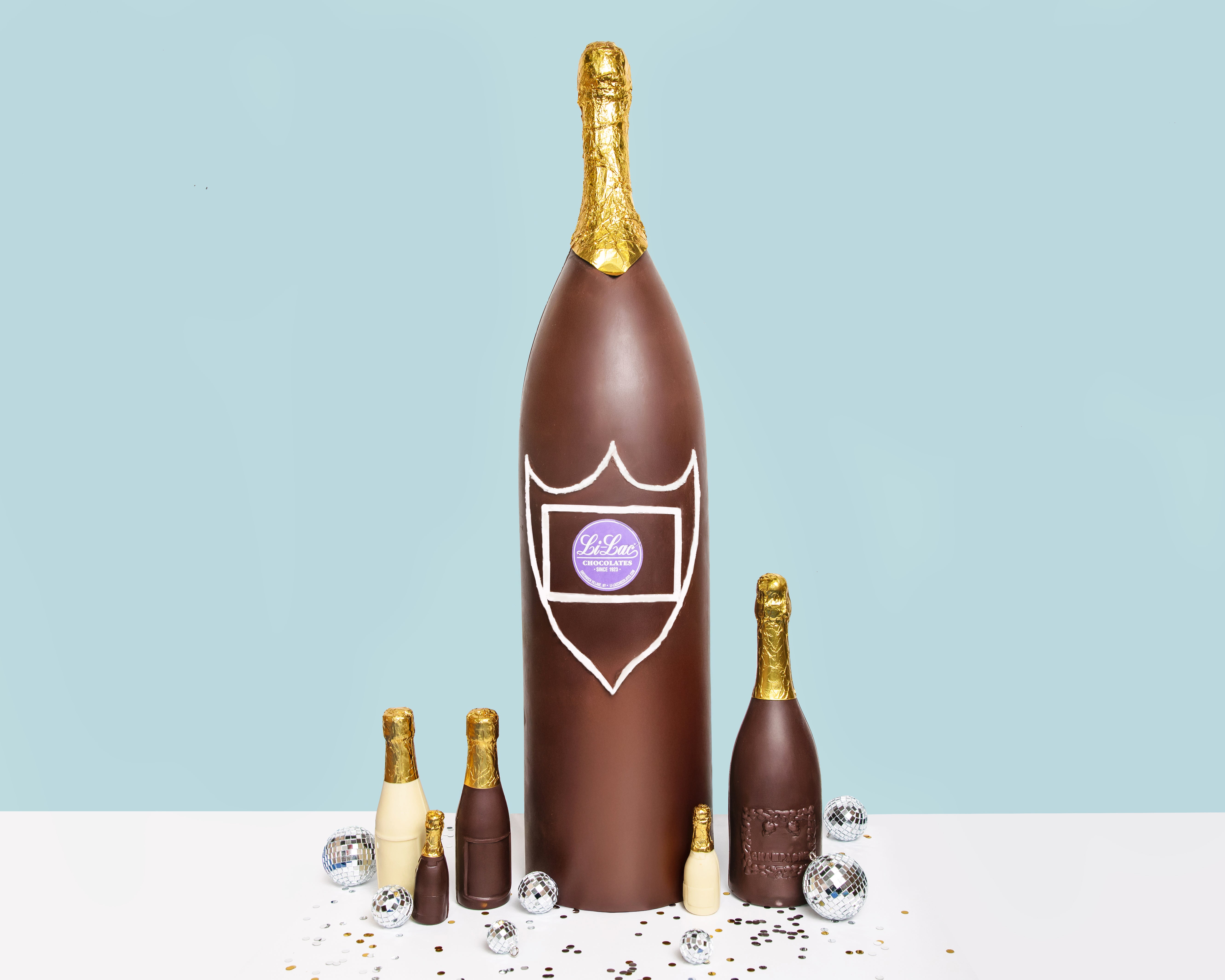 Giant Chocolate Champagne Bottle | Li-Lac Chocolates