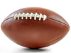 Life size molded chocolate football has pigskin texture and white chocolate laces stitching details.