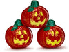 Two ounce molded chooclate pumpkins are foil wrapped to look like happy jack-o-lanterns.