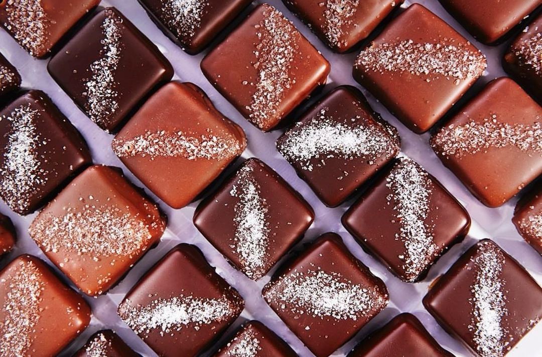 Chocolate squares dusted with sea salt