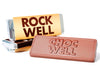 3 oz. Custom Chocolate Bar, this example has the Rockwell wrapper logo and the words Chocwell embossed into the chooclate bar.