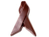 A three-dimensional chocolate ribbon molded in a loop to represent an awareness ribbon.