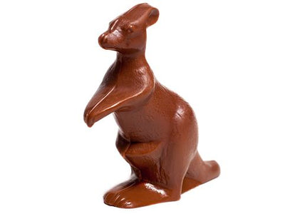 A three-dimensional molded chocolate kangaroo.