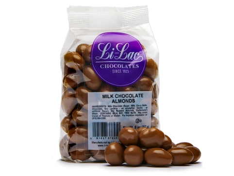 A cellophane bag of Milk Chocolate Almonds.