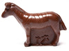 A standing molded chocolate Zebra has stripe details.