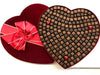 A oversized giant heart is filled with two hundred and ten assorted chocolates. 
