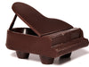 A chocolate molded grand piano. The lid and stand are separate pieces and can be arranged any way you like.