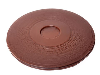 A three-dimensional chocolate molded record.