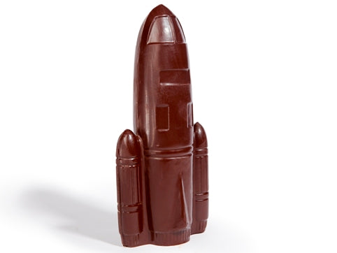Dark chocolate molded into the shape of a Rocket Ship.