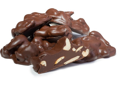 Mounds of roasted cashews are enrobed in sugar-free dark chocolate.